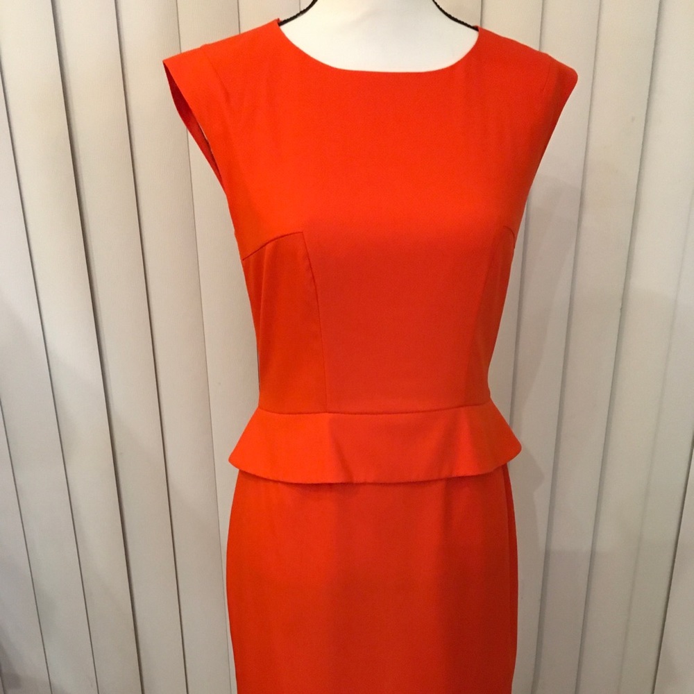 Boss Hugo Boss dress ,sleeveless , orange color ,fitted, Mid length